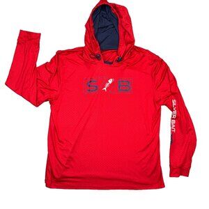 Silver Bait Hoodie Shirt Mens XL Red Fishing Coastal Boating w/ Buff Gaiter Mask